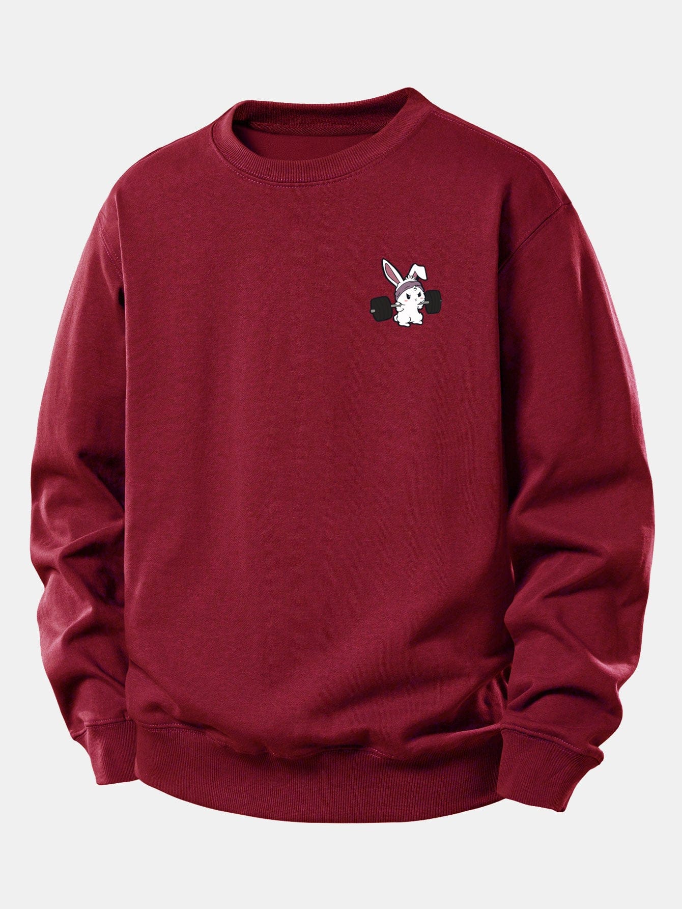 Velira Sweatshirts Bordo / XS Fitneso Kiškio Spaudas Laisvas Pjūvis Sportinis Megztinis