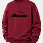 Velira Sweatshirts Bordo / XS Kalnų gamtos spauda laisvo kirpimo džemperis