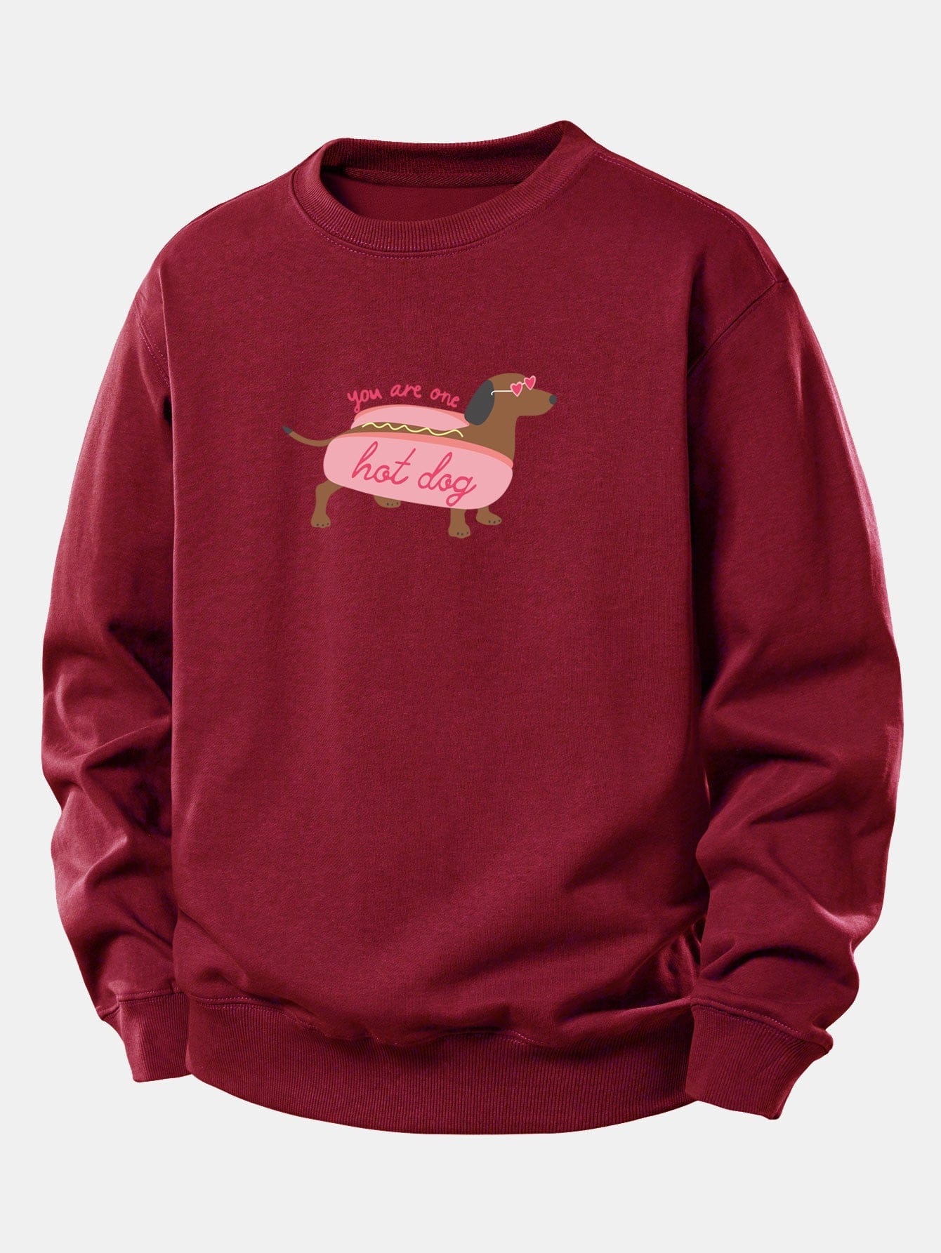 Velira Sweatshirts Bordo / XS Karštas Šuo Daksas Spauda Laisvas Palaidinukas