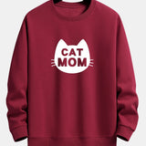 Velira Sweatshirts bordo / XS Katės Mamos Spauda Laisvas Fit Palaidinukė