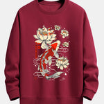 Velira Sweatshirts bordo / XS Koi žuvies lotoso rašto laisvas fit džemperis