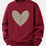 Velira Sweatshirts Bordo / XS Leopardų širdies raštas laisvo kirpimo džemperis