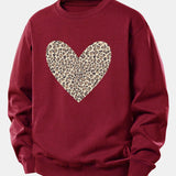 Velira Sweatshirts Bordo / XS Leopardų širdies raštas laisvo kirpimo džemperis