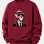 Velira Sweatshirts Bordo / XS Rožinė džentelmenų panteros spauda laisvo kirpimo megztinis