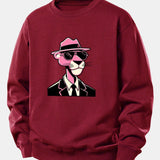 Velira Sweatshirts Bordo / XS Rožinė džentelmenų panteros spauda laisvo kirpimo megztinis