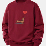 Velira Sweatshirts Bordo / XS Širdies formos balionas šunų veislės printas laisvo kirpimo džemperis