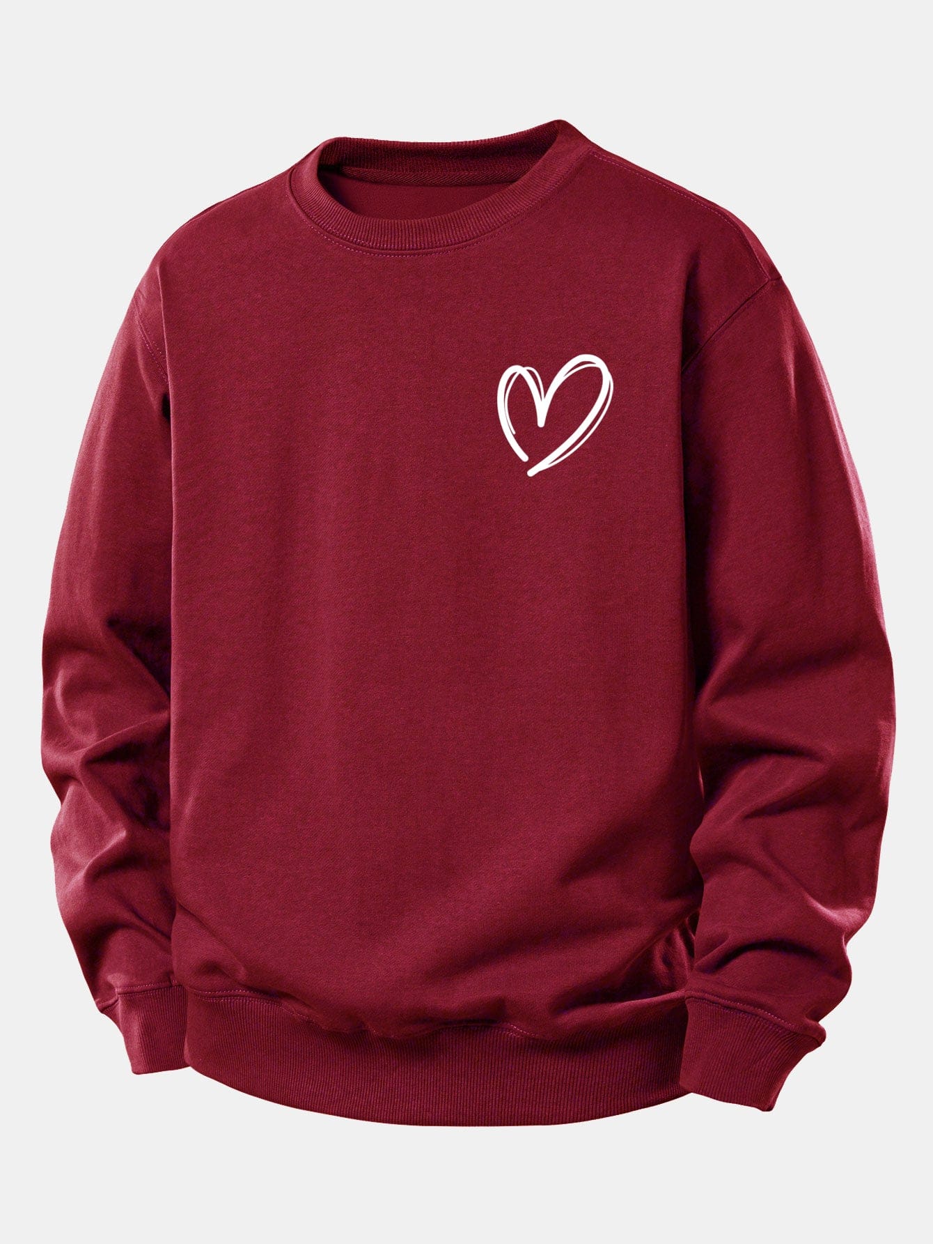 Velira Sweatshirts Bordo / XS Širdies Raštas Laisvo Pjūvio Megztinis