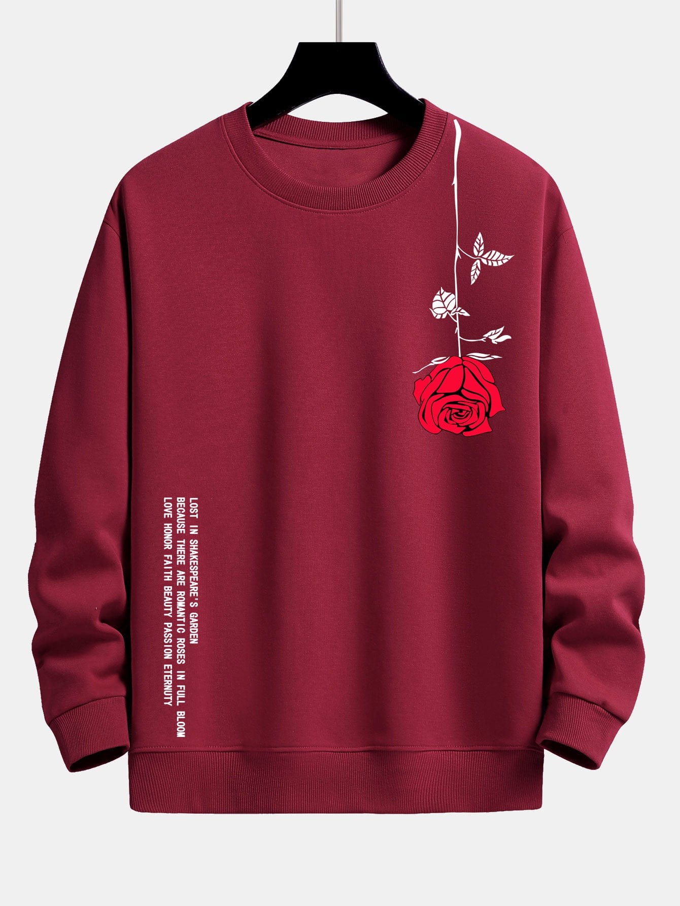 Velira Sweatshirts bordo / XS Sloganas Rožių Spauda Laisvas Fit Palaidinė
