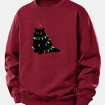 Velira Sweatshirts Bordo / XS Spalvinga Lengva Juoda Katė Spauda Laisvas Fit Megztinis