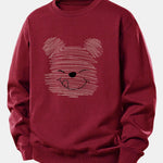 Velira Sweatshirts Bordo / XS Taškuotas meškiukas spauda laisvas megztinis