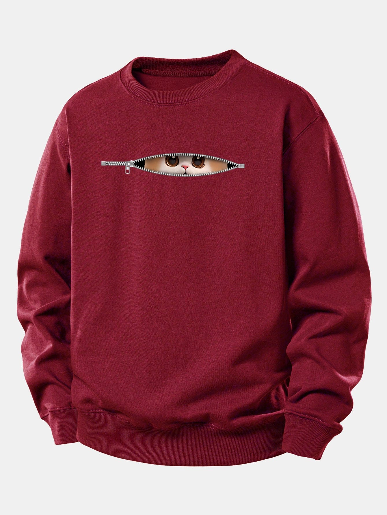 Velira Sweatshirts Bordo / XS Užtrauktuko katės spaudo laisvo kirpimo džemperis