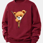 Velira Sweatshirts Bordo / XS Užtrauktuko meškiuko spauda laisvo kirpimo džemperis