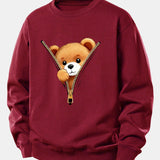Velira Sweatshirts Bordo / XS Užtrauktuko meškiuko spauda laisvo kirpimo džemperis