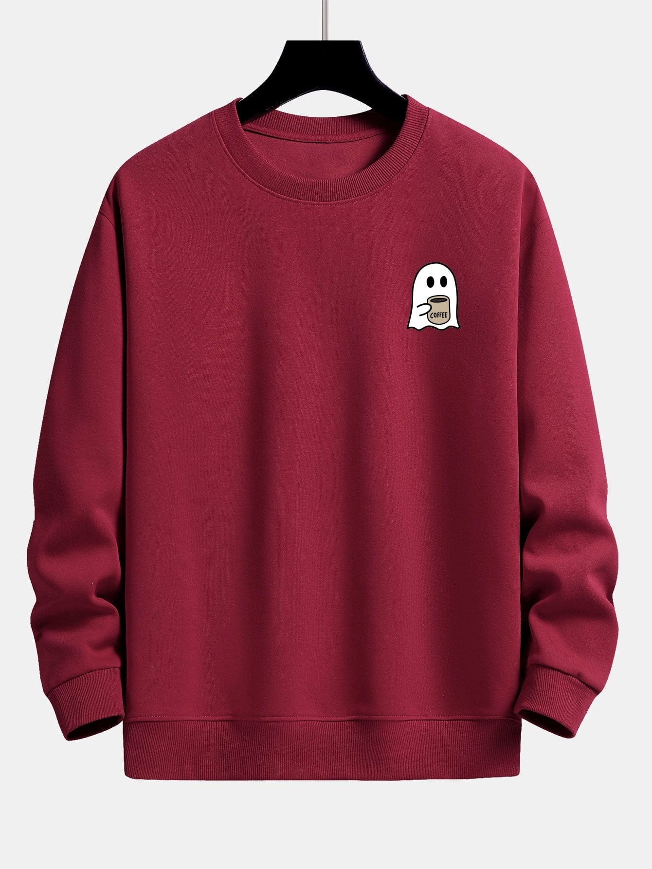 Velira Sweatshirts bordo / XS Vaiduoklis, geriantis kavą, spauda, laisvas kirpimas, džemperis