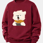 Velira Sweatshirts Bordo / XS Žiovaujantis Šuniukas Spauda Laisvas Fit Džemperis