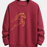 Velira Sweatshirts Bordo / XS Žirgo Metų Grafikos Laisvalaikio Fit Palaidinė