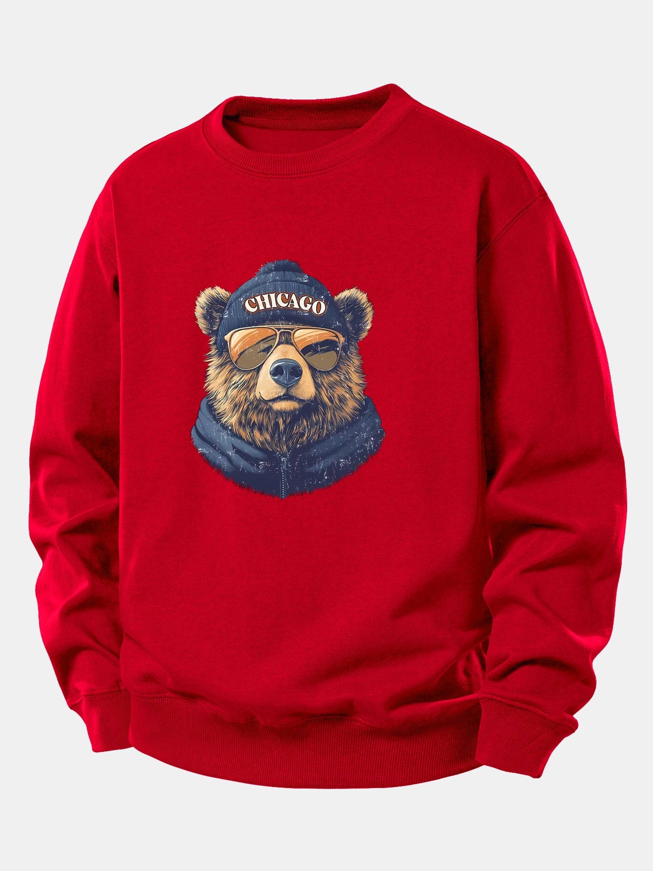 Velira Sweatshirts Čikagos Akiniai nuo saulės Lokio Spauda Laisvas Fit Megztinis