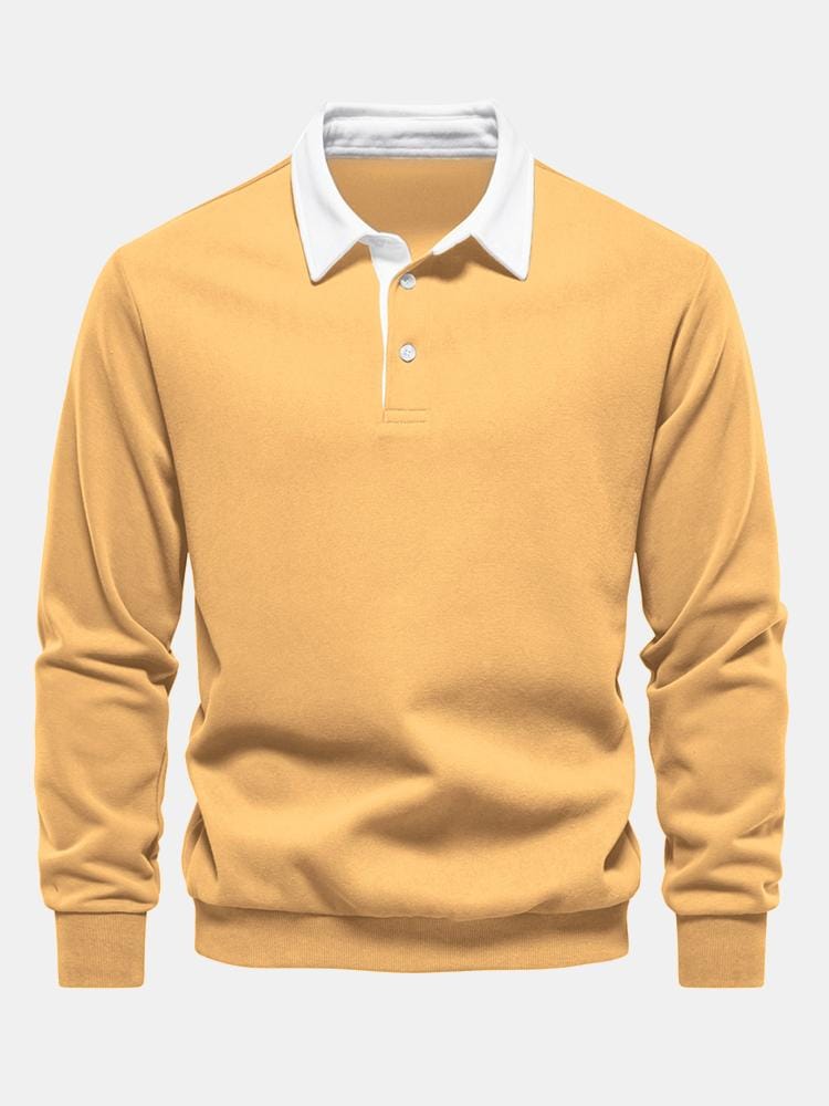 Velira Sweatshirts geltona / S Kontrasto Polo Apykaklės Megztinis