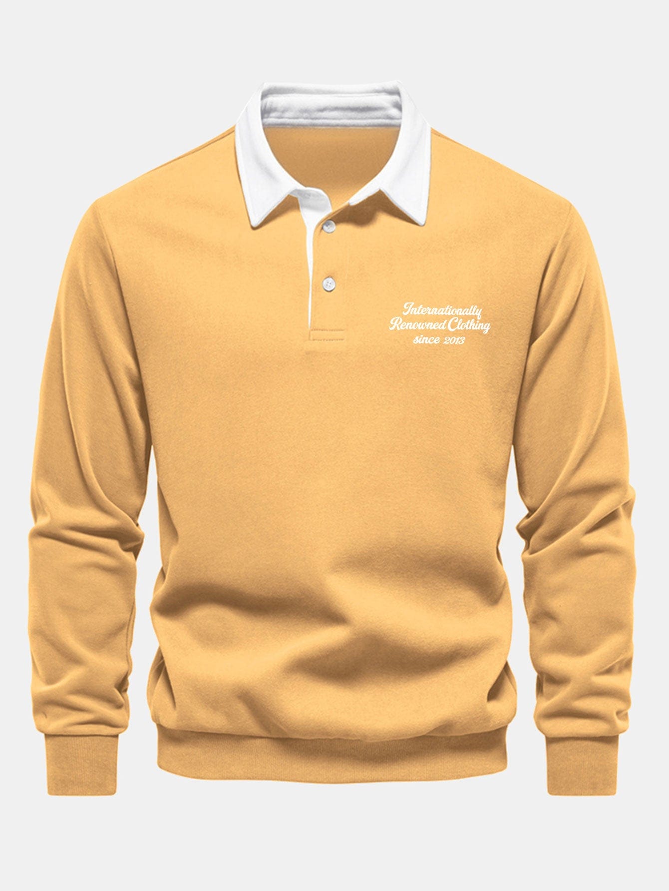 Velira Sweatshirts geltona / S Sloganas Spausdintas Kontrasto Polo Apykaklės Megztinis