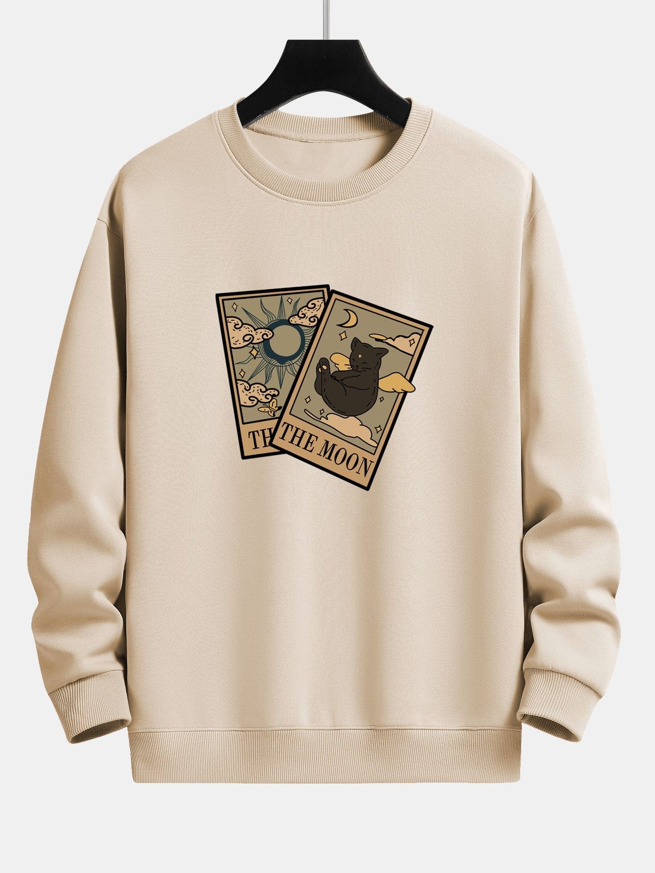 Velira Sweatshirts įdegio / S Saulės Mėnulio Katės Spaudas Laisvas Fit Megztinis