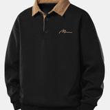 Velira Sweatshirts Juoda / S Atsipalaidavęs Fit Vyrų Spauda Kontrastinė Švelni Polo Apykaklės Megztinis