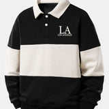 Velira Sweatshirts Juoda / S Atsipalaidavęs Los Andželo spaudos spalvų blokas polo apykaklės džemperis