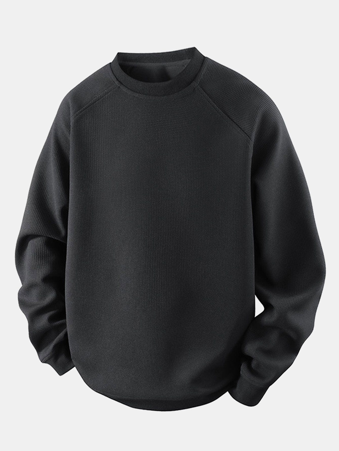 Velira Sweatshirts juoda / S Atsipalaidavęs Waffle Crew Neck Megztinis