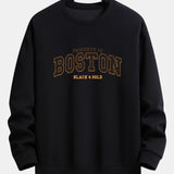 Velira Sweatshirts juoda / S Boston Print Relax Fit Palaidinė
