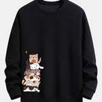 Velira Sweatshirts juoda / S Karinio Katino Spauda Laisvalaikio Palaidinė