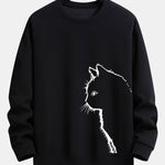 Velira Sweatshirts juoda / S Katės Siluetas Spausdinimas Laisvas Fit Palaidinukė