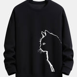 Velira Sweatshirts juoda / S Katės Siluetas Spausdinimas Laisvas Fit Palaidinukė