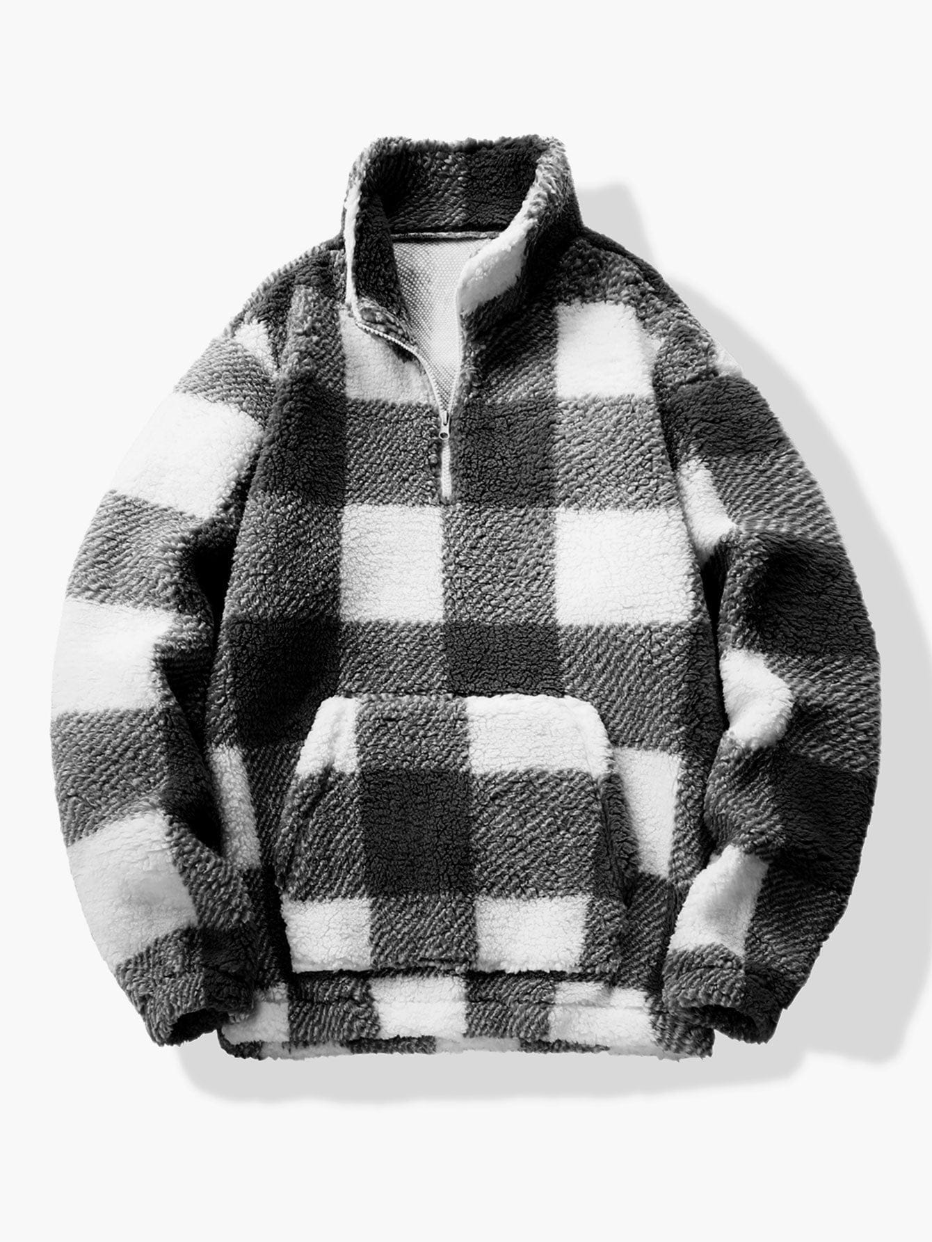 Velira Sweatshirts juoda / S Ketvirčio Užtrauktukas Plaid Teddy Marškiniai