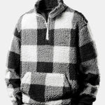 Velira Sweatshirts Juoda / S Ketvirčio užtrauktukas Plaid Teddy Sweatshirt