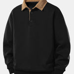 Velira Sweatshirts juoda / S Laisvas Pritaikymas Kontrastinis Kordūrinis Polo Apykaklės Megztinis