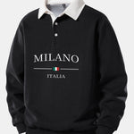 Velira Sweatshirts Juoda / S Milano Spausdinimo Kontrasto Polo Apykaklės Megztinis