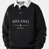 Velira Sweatshirts Juoda / S Milano Spausdinimo Kontrasto Polo Apykaklės Megztinis