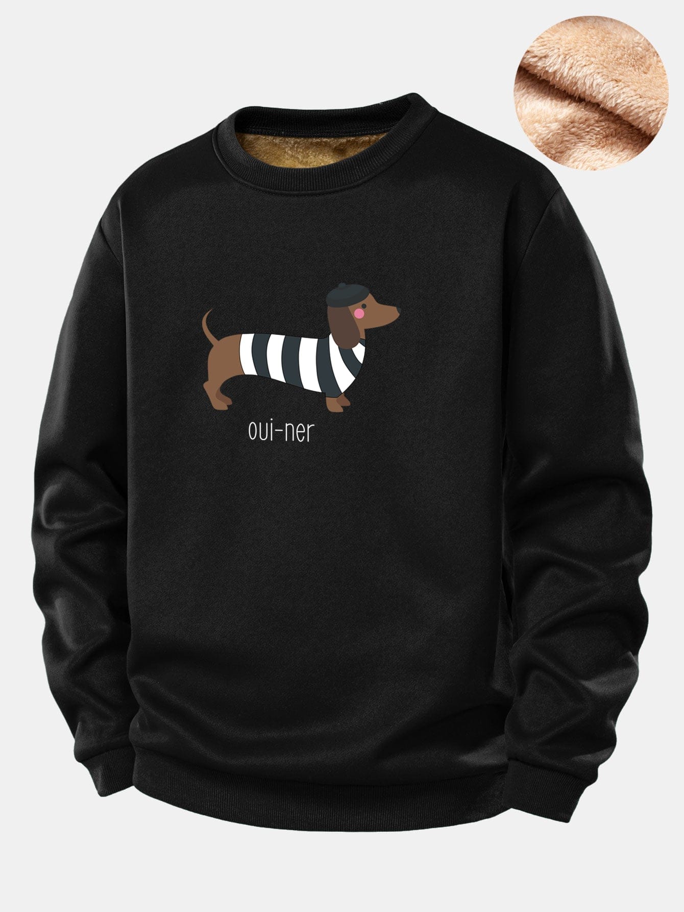 Velira Sweatshirts Juoda / S Prancūziško takso rašto Teddy fliso pamušalu megztinis