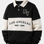 Velira Sweatshirts Juoda / S Relaksuotas Los Andželo spausdinimo spalvų blokas polo apykaklės džemperis