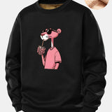 Velira Sweatshirts Juoda / S Rožinė Panto Print Teddy Fleece Pamušalu Sweatshirt