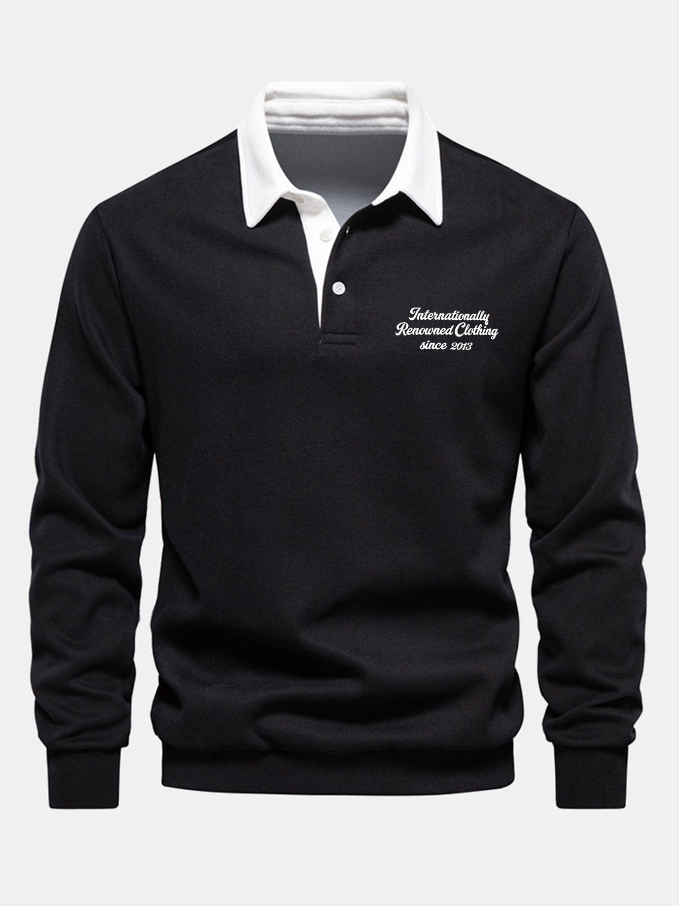 Velira Sweatshirts juoda / S Sloganas Spausdintas Kontrasto Polo Apykaklės Megztinis