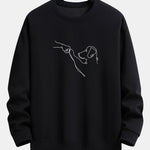 Velira Sweatshirts juoda / S Šuo Linijos Piešimo Spauda Atsipalaidavęs Dydis Palaidinukė