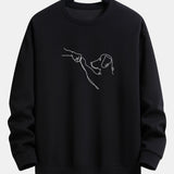 Velira Sweatshirts juoda / S Šuo Linijos Piešimo Spauda Atsipalaidavęs Dydis Palaidinukė