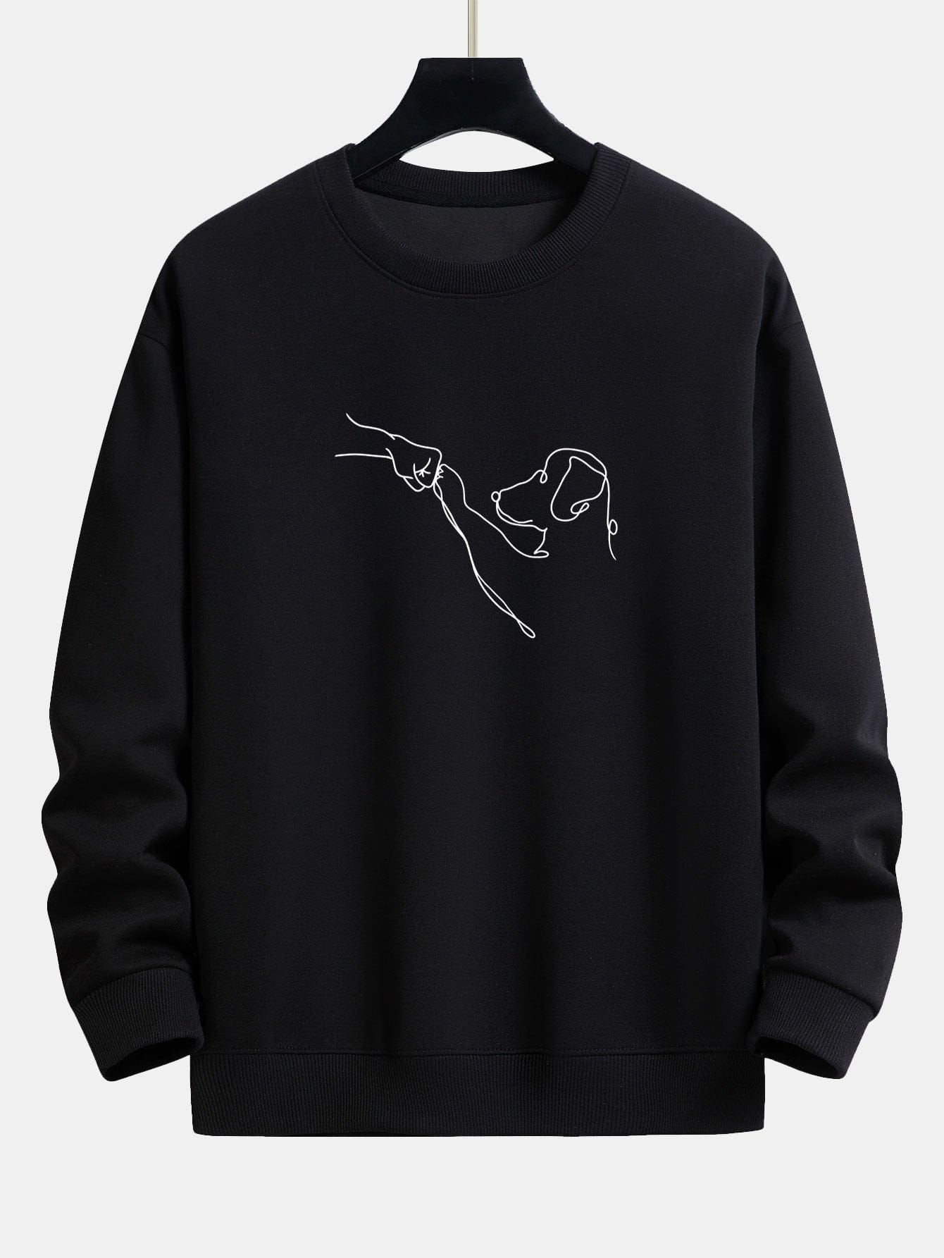 Velira Sweatshirts juoda / S Šuo Linijos Piešimo Spauda Atsipalaidavęs Dydis Palaidinukė
