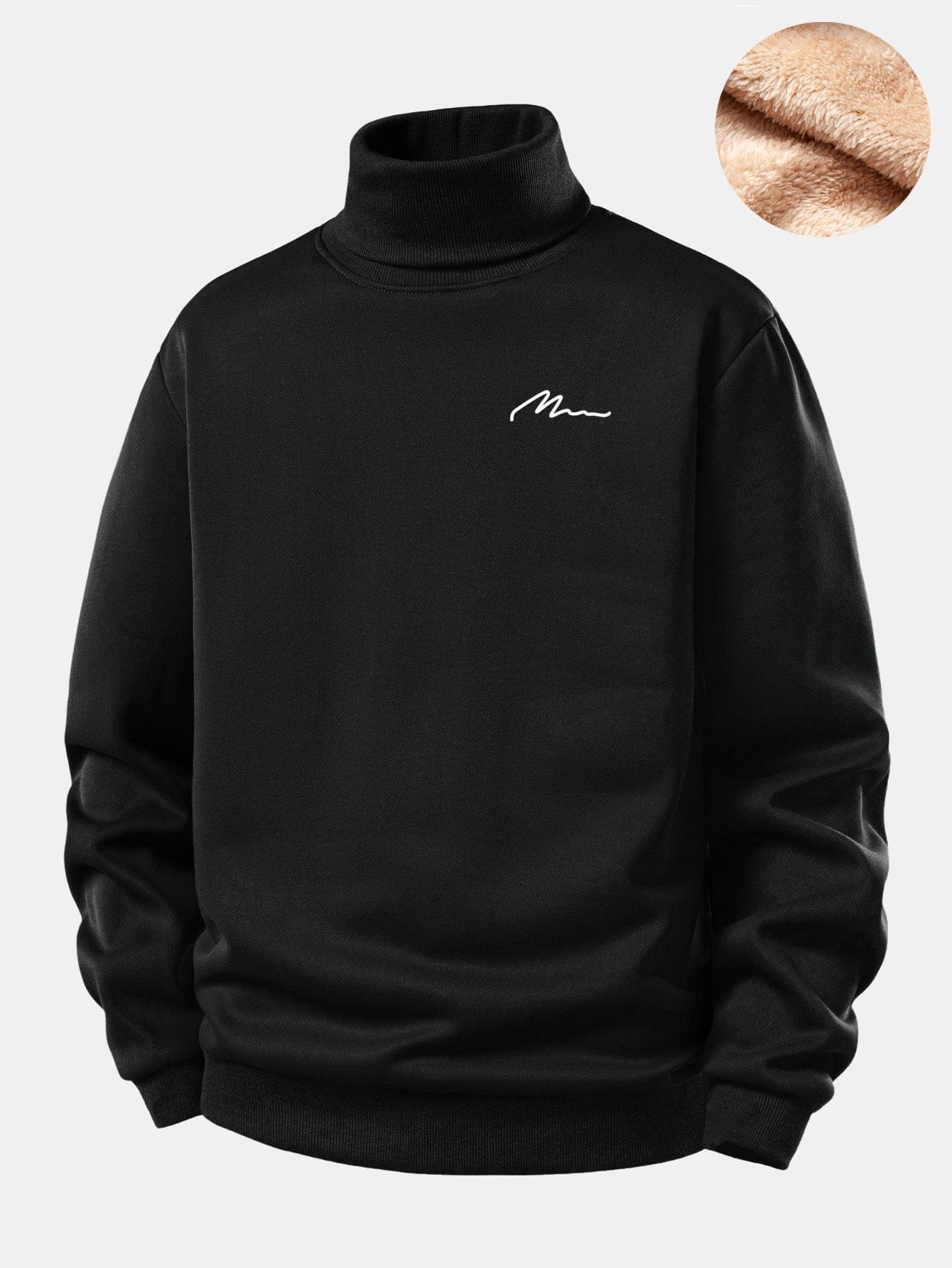 Velira Sweatshirts Juoda / S Vyrų Print Teddy Fleece Pamušalu Kaklo Megztinis