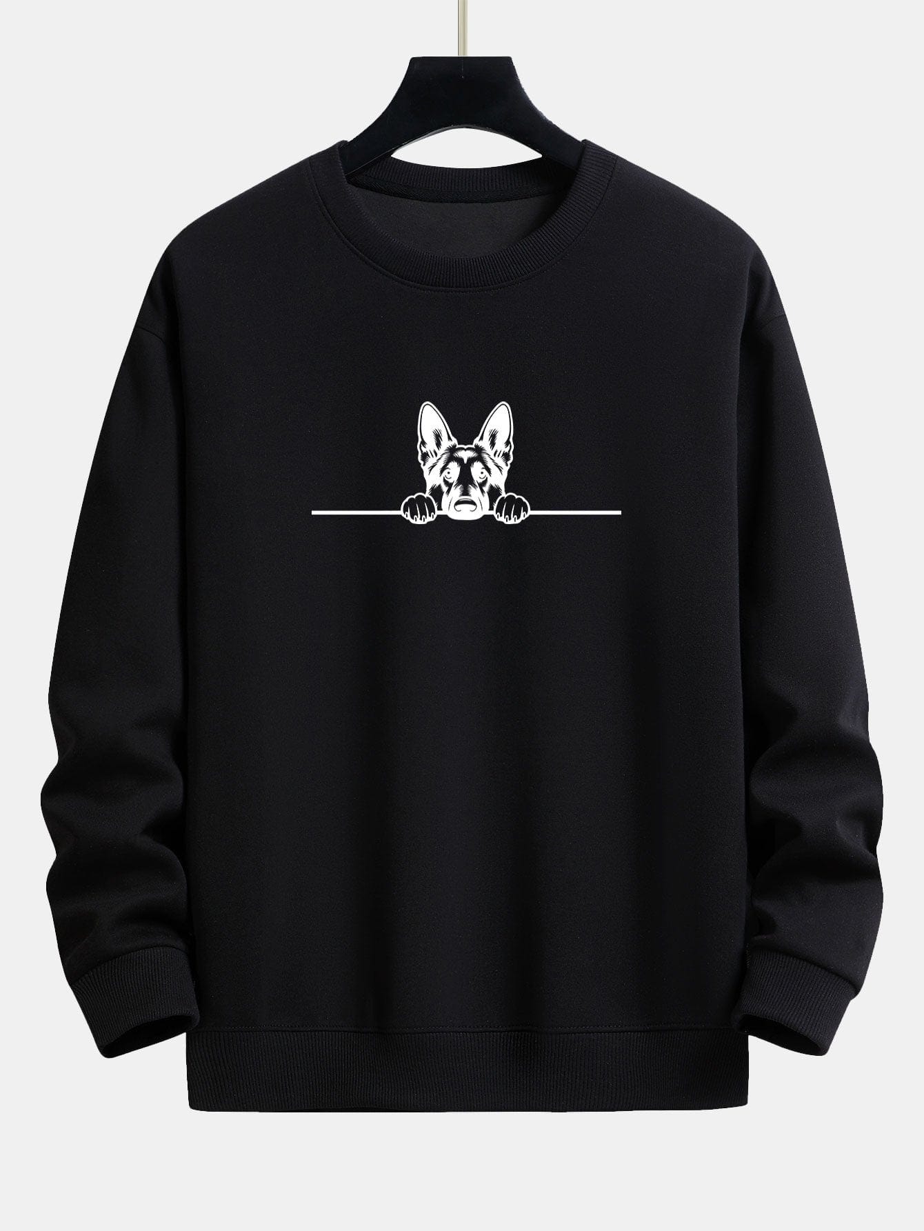 Velira Sweatshirts juoda / S Žiūrintis Vokiečių Aviganis Spauda Laisvas Pritaikymas Palaidinė