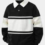Velira Sweatshirts juoda / XS Atsipalaidavęs Fit Spalvų Blokų Palaidinė Su Polo Apykakle