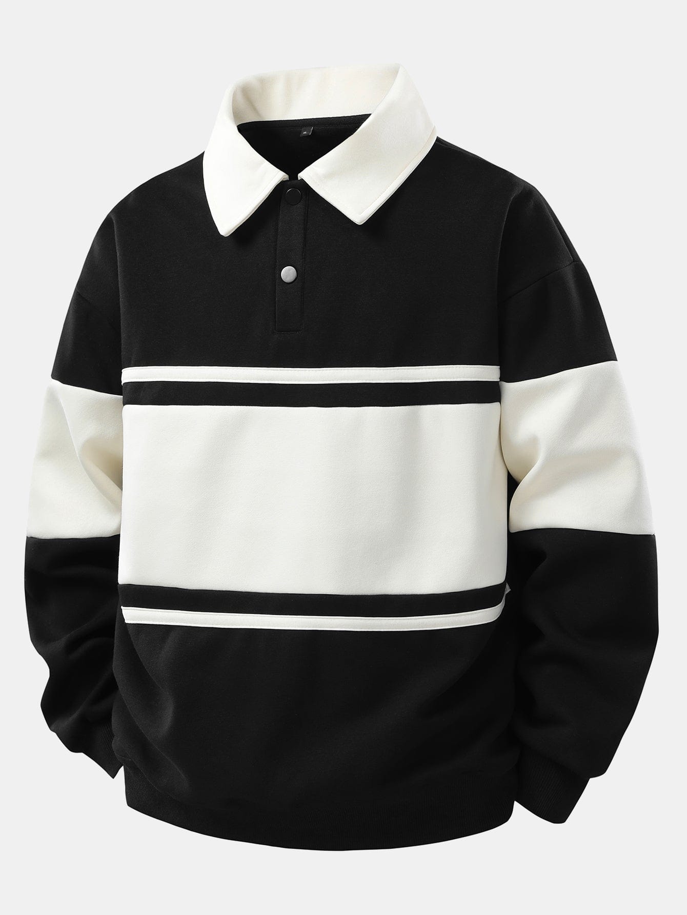 Velira Sweatshirts juoda / XS Atsipalaidavęs Fit Spalvų Blokų Palaidinė Su Polo Apykakle