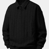 Velira Sweatshirts Juoda / XS Atsipalaidavęs Fit Sukurtas Jacquard Polo Džemperis