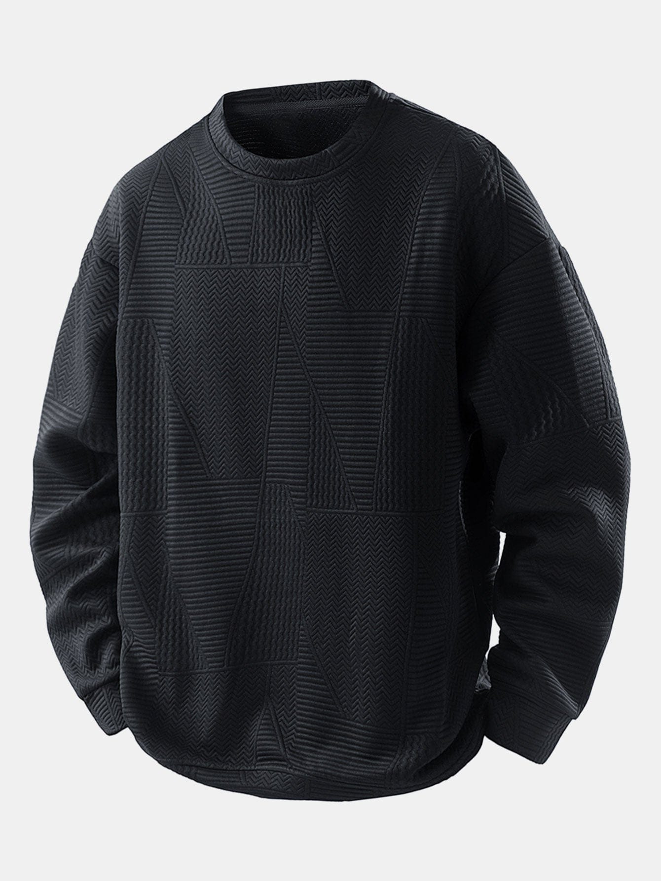 Velira Sweatshirts juoda / XS Atsipalaidavęs Geometrinis Žakardo Palaidinukas