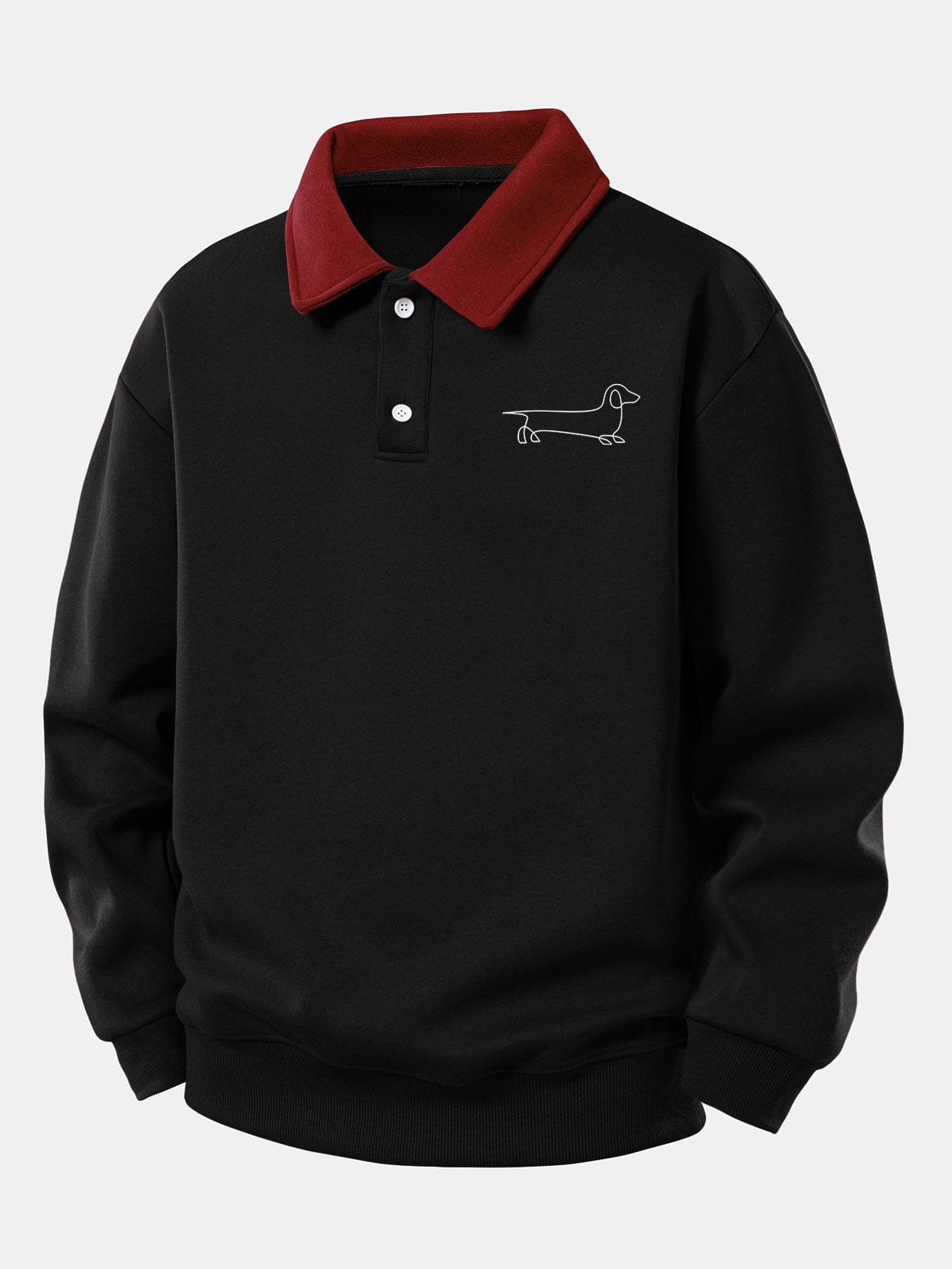 Velira Sweatshirts Juoda / XS Atsipalaidavęs Pritaikymas Šunų Spausdinimo Kontrasto Polo Megztinis